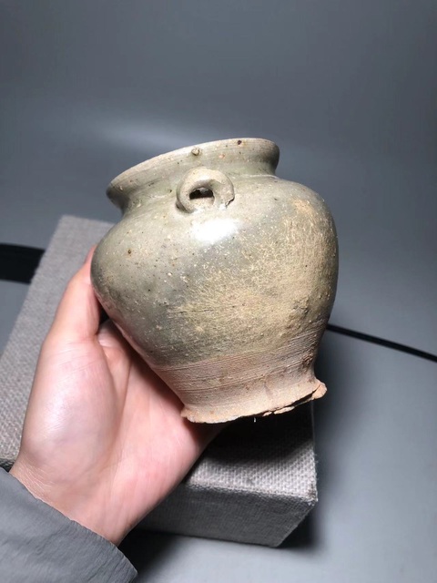 古玩陶瓷青釉雙系罐真品鑒賞圖