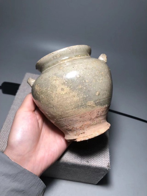 古玩陶瓷青釉雙系罐真品鑒賞圖