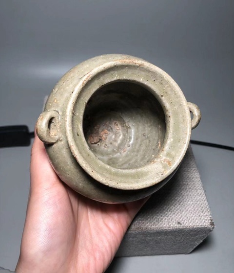 古玩陶瓷青釉雙系罐真品鑒賞圖