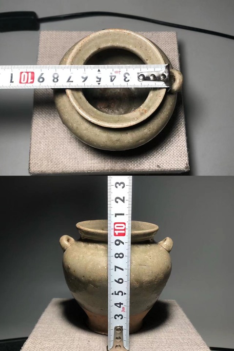 古玩陶瓷青釉雙系罐真品鑒賞圖