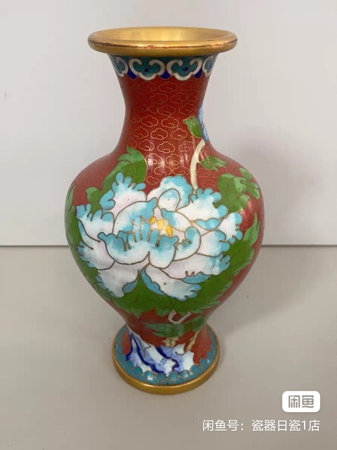 古玩陶瓷景泰藍掐絲琺瑯彩觀音瓶真品鑒賞圖