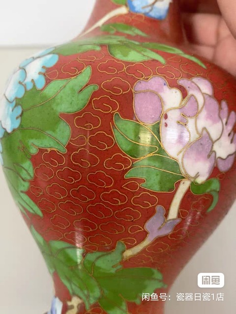 古玩陶瓷景泰藍掐絲琺瑯彩觀音瓶真品鑒賞圖