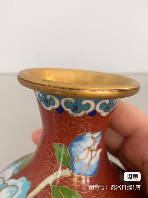 古玩陶瓷景泰藍掐絲琺瑯彩觀音瓶真品鑒賞圖