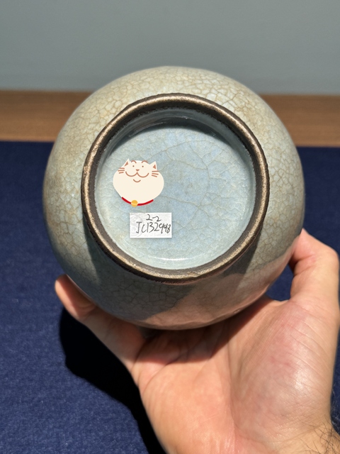 古玩陶瓷哥釉象耳尊真品鑒賞圖
