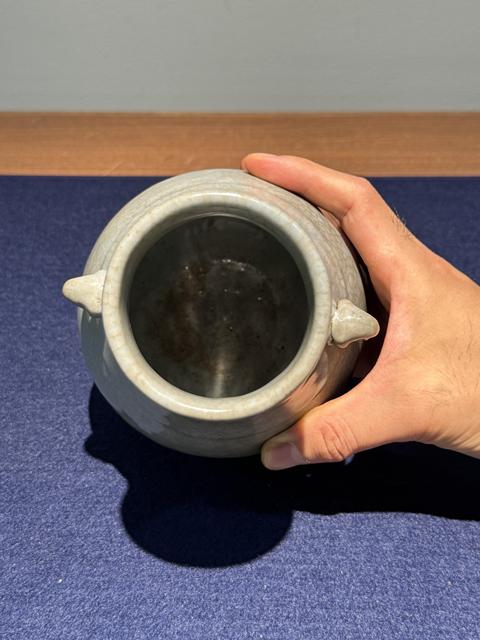 古玩陶瓷哥釉象耳尊真品鑒賞圖