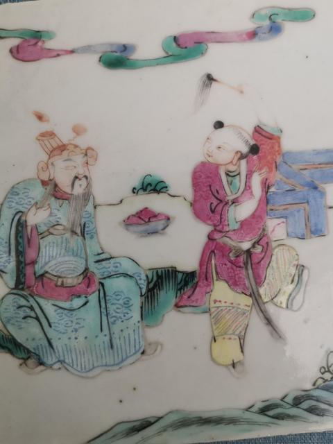 古玩陶瓷粉彩人物故事瓷板真品鑒賞圖