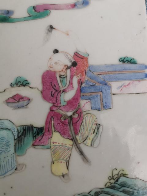 古玩陶瓷粉彩人物故事瓷板真品鑒賞圖