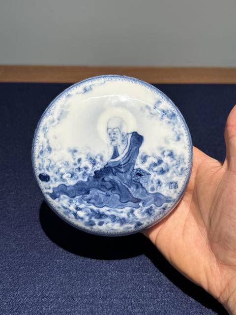古玩陶瓷青花印泥盒真品鑒賞圖