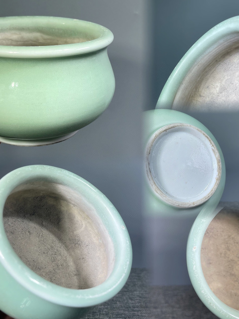 古玩陶瓷清末民初.冬青釉香爐拍賣，當前價格650元