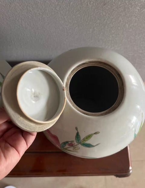 古玩陶瓷粉彩九桃冬瓜罐真品鑒賞圖