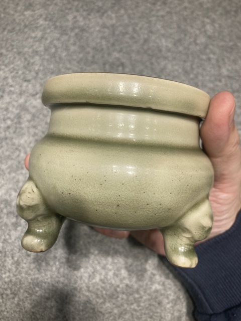 古玩陶瓷耀州窯月白釉爐真品鑒賞圖