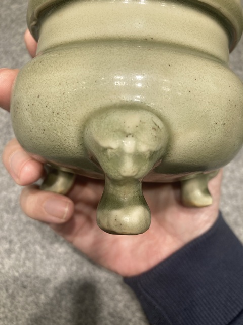 古玩陶瓷耀州窯月白釉爐真品鑒賞圖