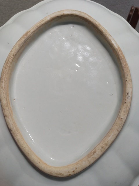 古玩陶瓷樓臺亭閣山水紋青花盤真品鑒賞圖