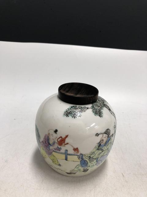 古玩陶瓷民國·粉彩太白醉酒紋罐真品鑒賞圖