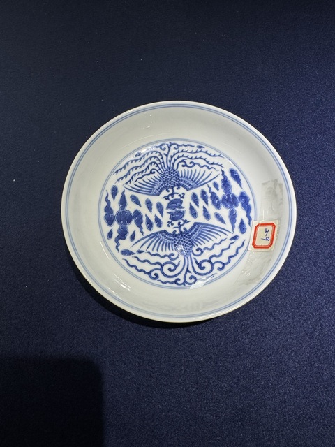古玩陶瓷青花鸞鳳和鳴盤真品鑒賞圖