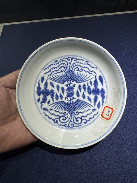 古玩陶瓷青花鸞鳳和鳴盤真品鑒賞圖