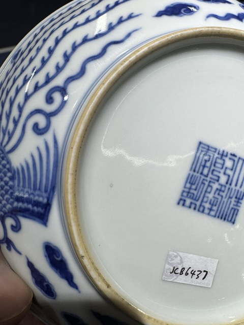 古玩陶瓷青花鸞鳳和鳴盤真品鑒賞圖