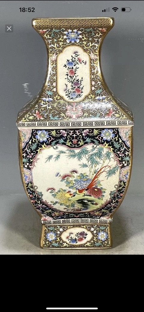 古玩陶瓷花鳥紋瓶真品鑒賞圖