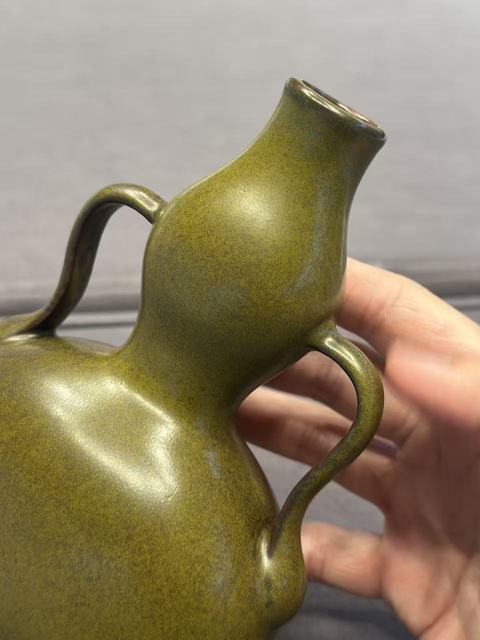 古玩陶瓷清代茶葉沫釉葫蘆瓶真品鑒賞圖