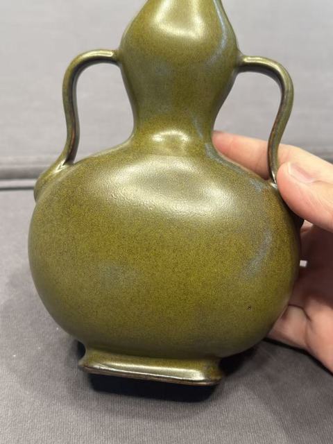 古玩陶瓷清代茶葉沫釉葫蘆瓶真品鑒賞圖