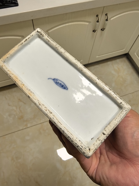 古玩陶瓷青花網格紋茶葉罐真品鑒賞圖