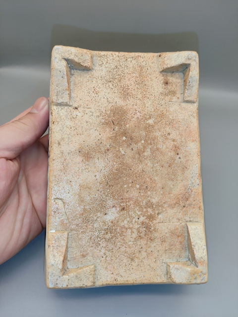 古玩陶瓷清中期哥釉青花山水水仙盆真品鑒賞圖