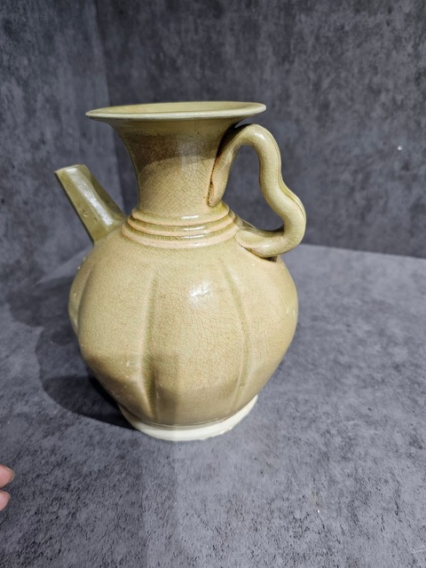 古玩陶瓷長沙窯青釉執壺，注意品相真品鑒賞圖