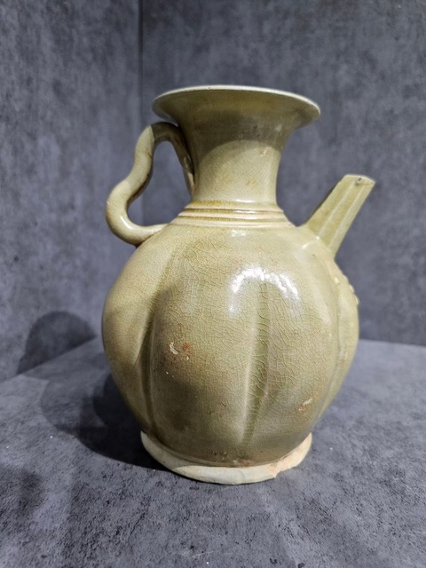 古玩陶瓷長沙窯青釉執壺，注意品相真品鑒賞圖