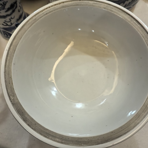 古玩陶瓷青花纏枝花卉紋溫碗一對真品鑒賞圖