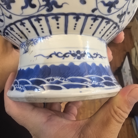 古玩陶瓷青花纏枝花卉紋溫碗一對真品鑒賞圖