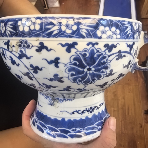 古玩陶瓷青花纏枝花卉紋溫碗一對真品鑒賞圖