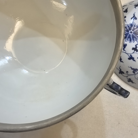 古玩陶瓷青花纏枝花卉紋溫碗一對真品鑒賞圖