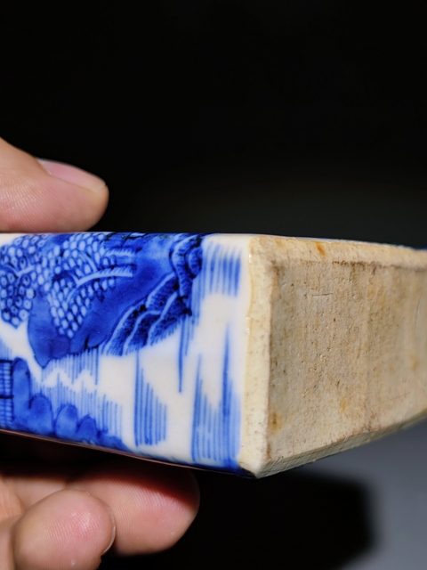 古玩陶瓷青花山水人物紋茶葉罐真品鑒賞圖