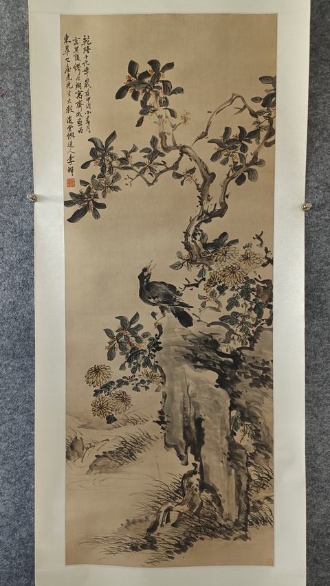 古玩字畫(huà)李鱓款花鳥(niǎo)真品鑒賞圖