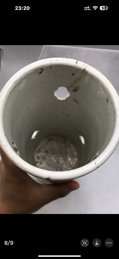 古玩陶瓷少泉氏 淺絳彩淵明愛菊圖帽筒真品鑒賞圖