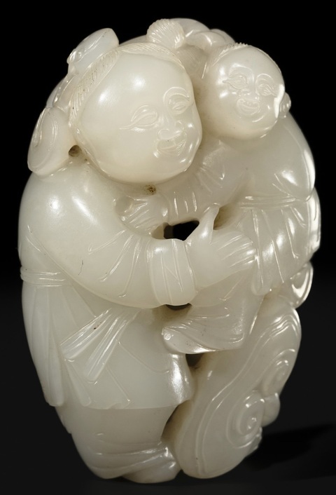 古玩玉器和田玉雕“童子”擺件真品鑒賞圖