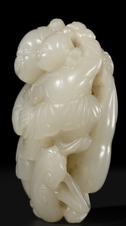 古玩玉器和田玉雕“童子”擺件真品鑒賞圖