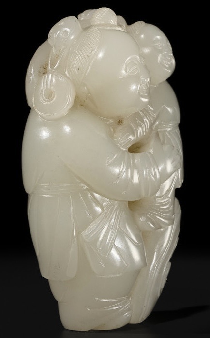 古玩玉器和田玉雕“童子”擺件真品鑒賞圖
