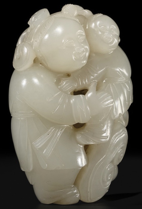 古玩玉器和田玉雕“童子”擺件真品鑒賞圖