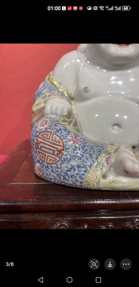 古玩陶瓷彌勒佛粉彩塑像真品鑒賞圖