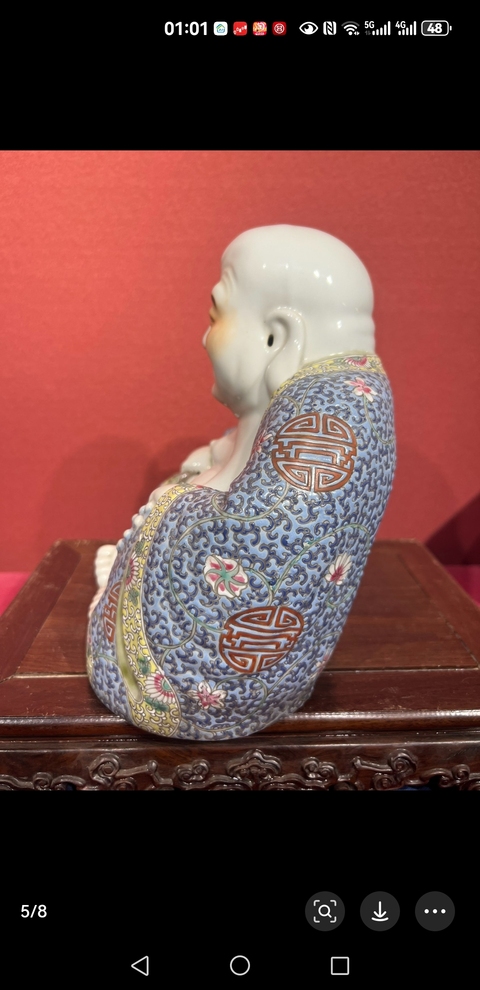古玩陶瓷彌勒佛粉彩塑像真品鑒賞圖