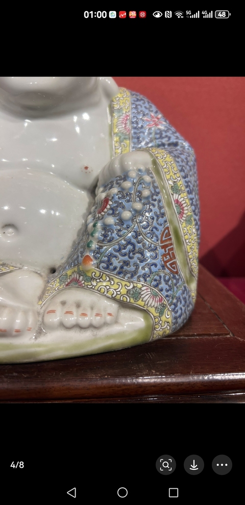 古玩陶瓷彌勒佛粉彩塑像真品鑒賞圖