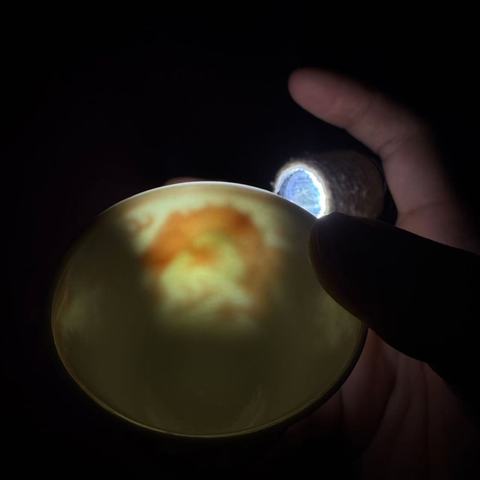 古玩陶瓷礬紅趕珠龍紋仰鐘杯真品鑒賞圖