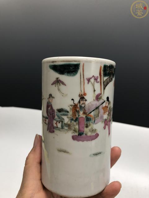 古玩陶瓷晚清·細路粉彩群仙賀壽文房筆筒拍賣,當前價格850元