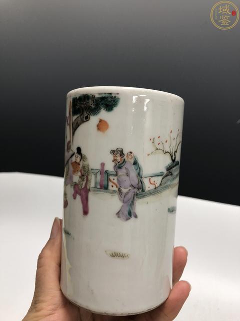 古玩陶瓷晚清·細路粉彩群仙賀壽文房筆筒拍賣,當前價格850元