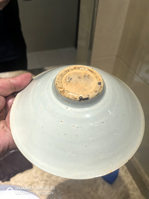 古玩陶瓷青白釉刻花雙魚斗笠碗真品鑒賞圖