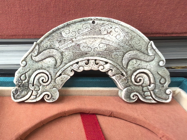 古玩玉器雙龍首玉珩真品鑒賞圖