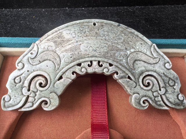 古玩玉器雙龍首玉珩真品鑒賞圖