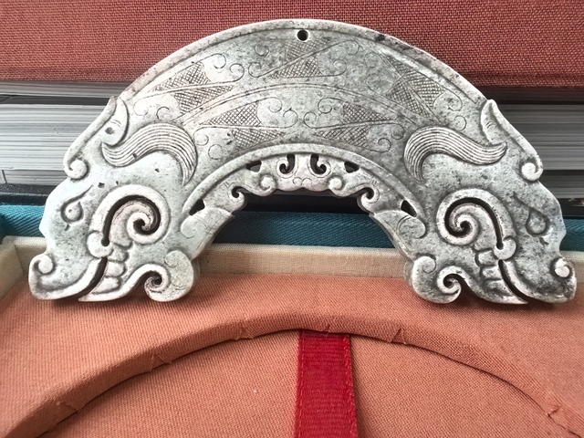 古玩玉器雙龍首玉珩真品鑒賞圖