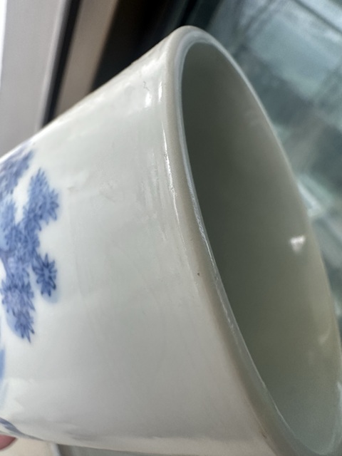 古玩陶瓷明崇禎 青花人物紋筆筒真品鑒賞圖